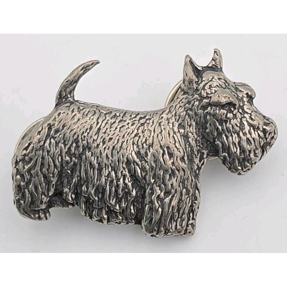 Scottish Terrier Puppy Dog Pewter Silver Tone Lapel Pin Animal Jewelry POPO